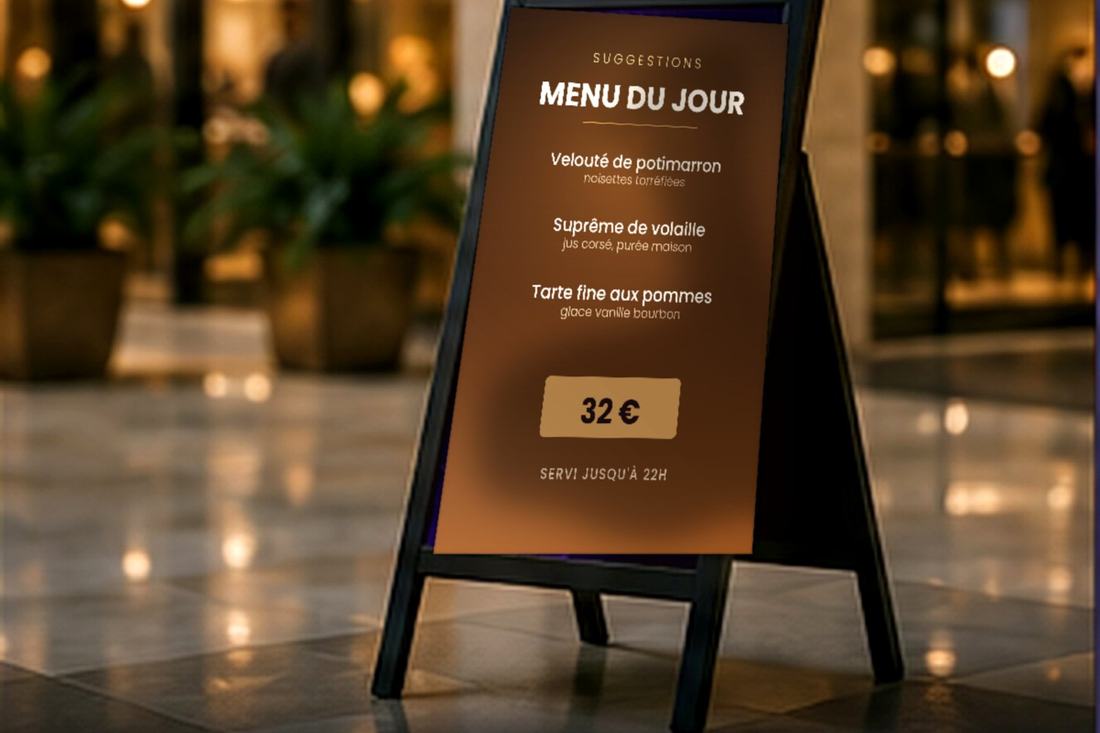 Chevalet numérique dans un hall d'hôtel